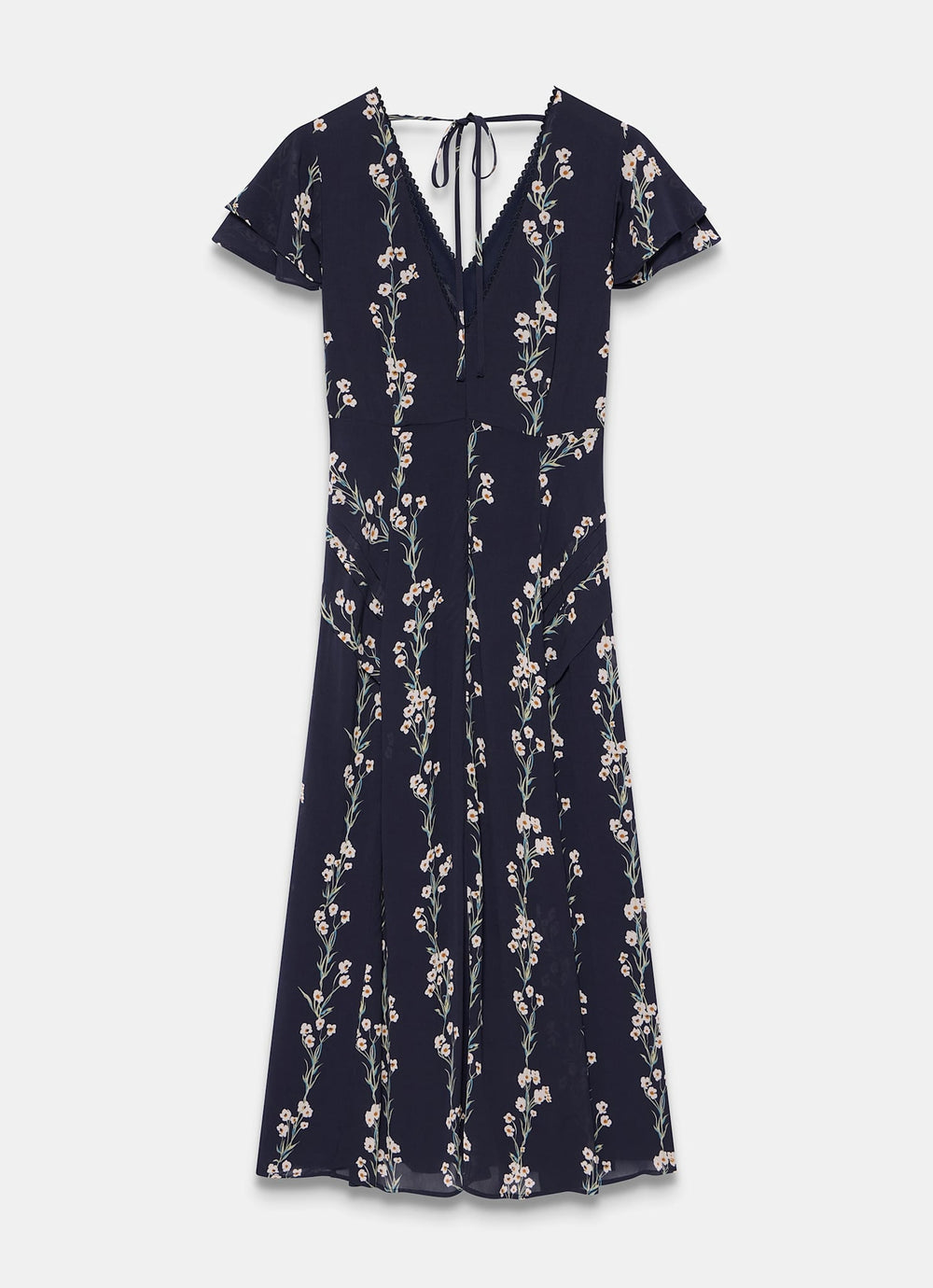 mint velvet pleated dress navy multi Mint Velvet Scallop Neck Jersey Mix Midi Dress, Navy Blue