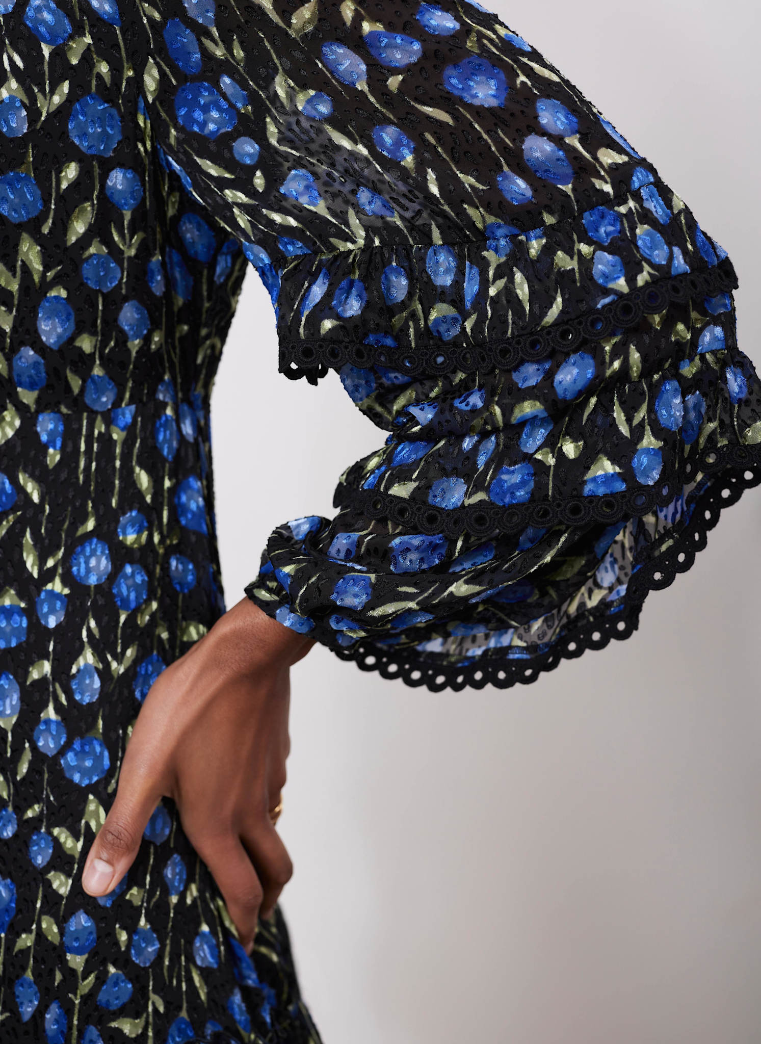 mint velvet katie floral midi dress dark blue