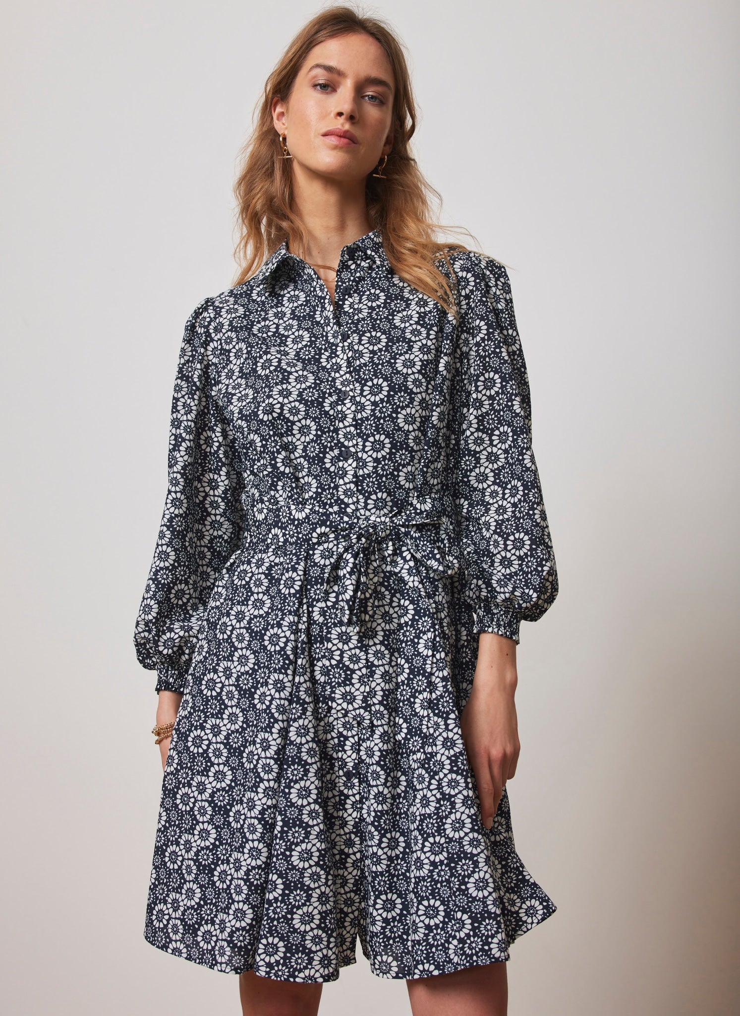 Navy Floral Print Mini Dress – Mint Velvet