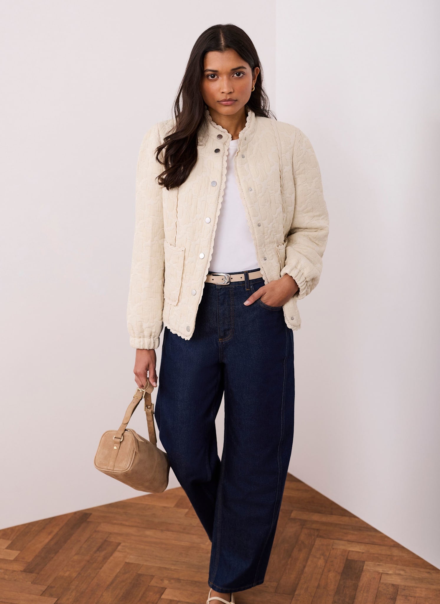 Cream Floral Jacquard Quilted Jacket – Mint Velvet
