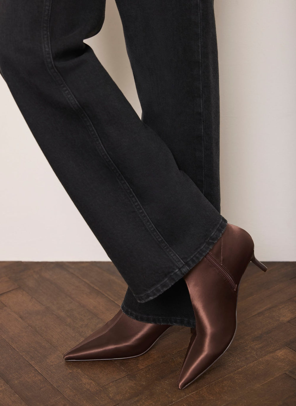 Frankie Burgundy Satin Ankle Boots