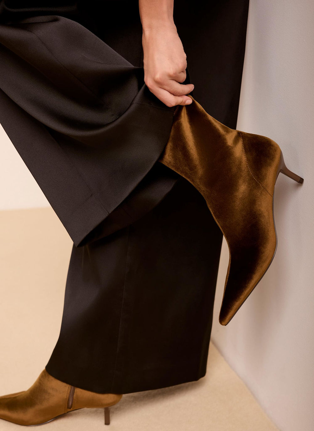 Frankie Brown Velvet Ankle Boots