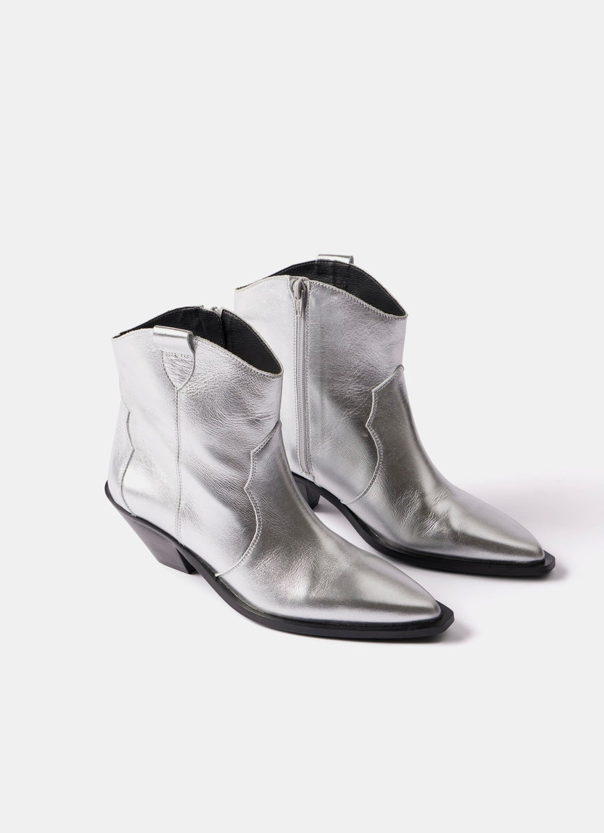 Silver Leather Ankle Boots â Mint Velvet