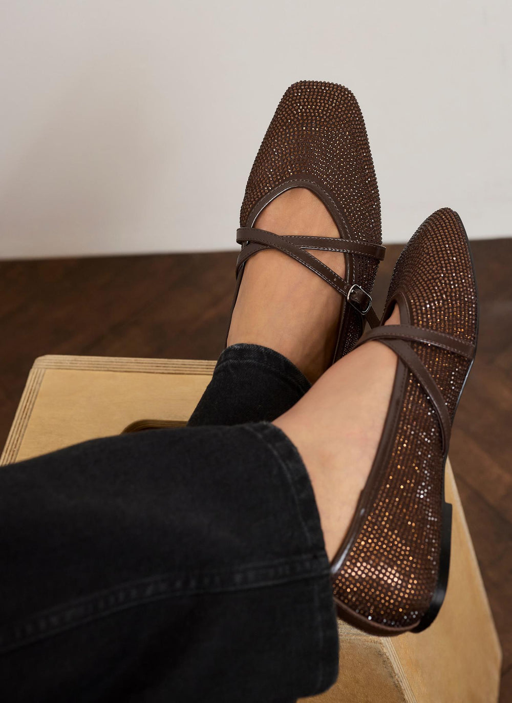 Brown Sparkle Ballet Flats