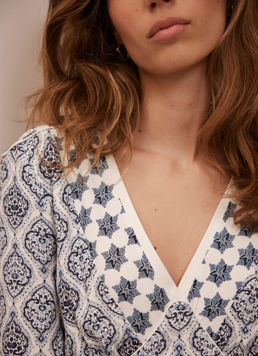 Blue Geometric Print Midi Dress