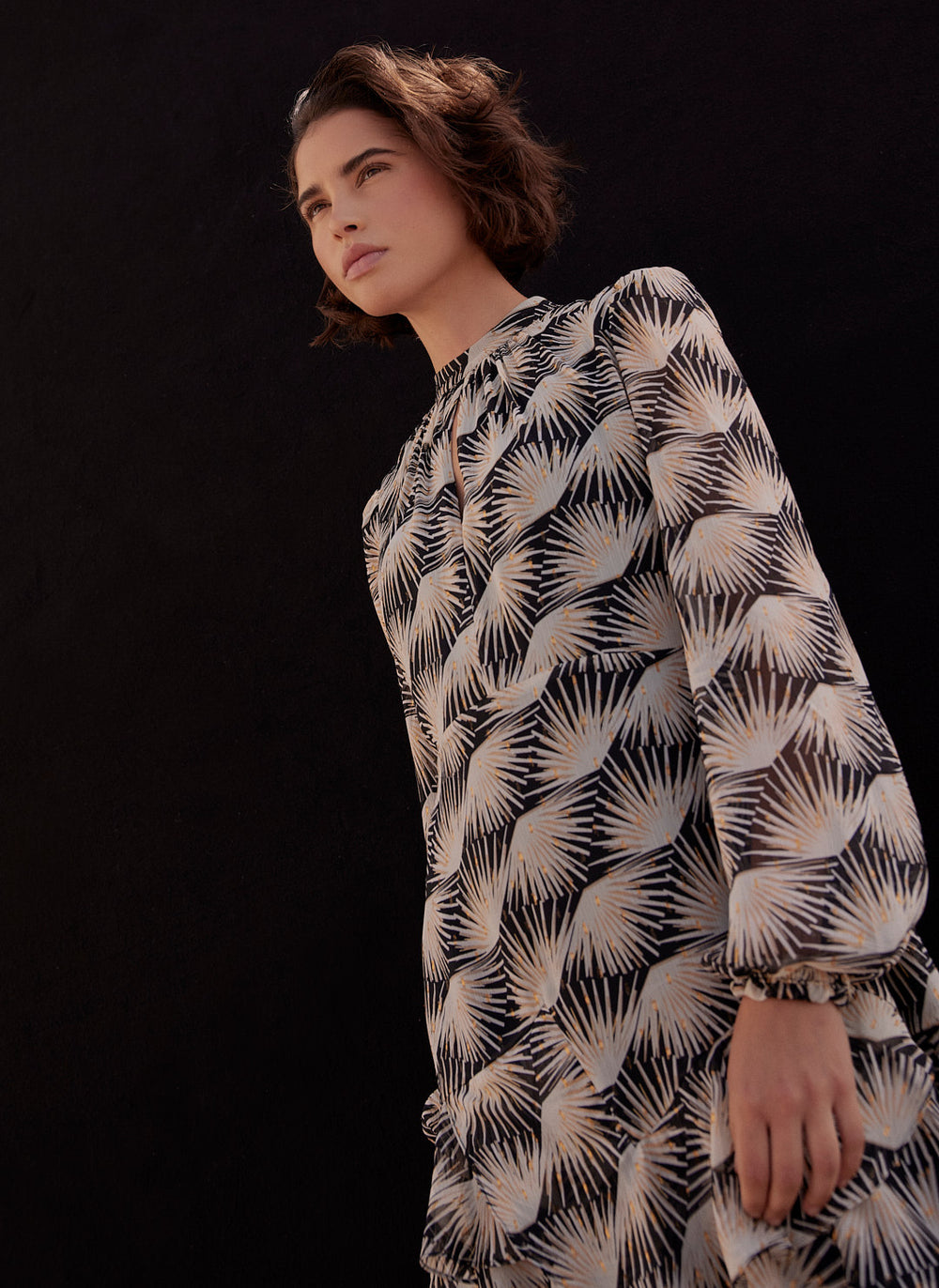 Black Geo Print Mini Dress