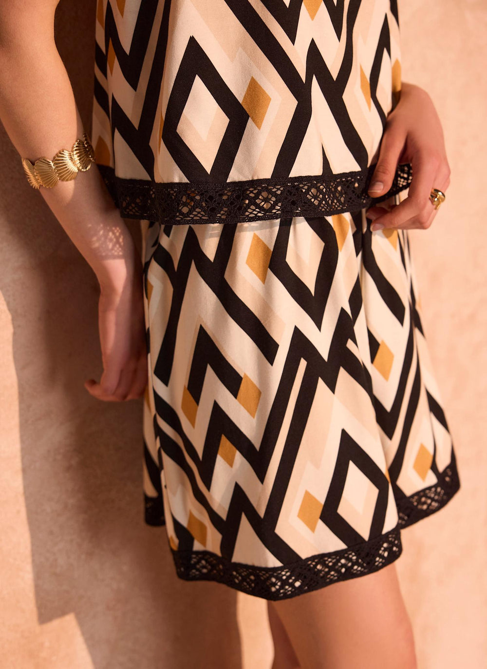 Black Geo Print Playsuit