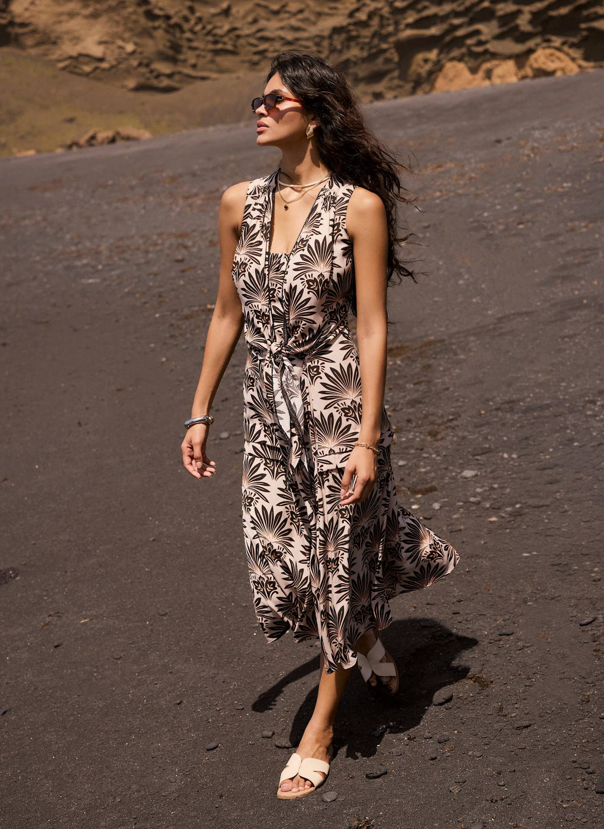 geo print midi dress Neutral Floral Print Midi Dress – Mint Velvet