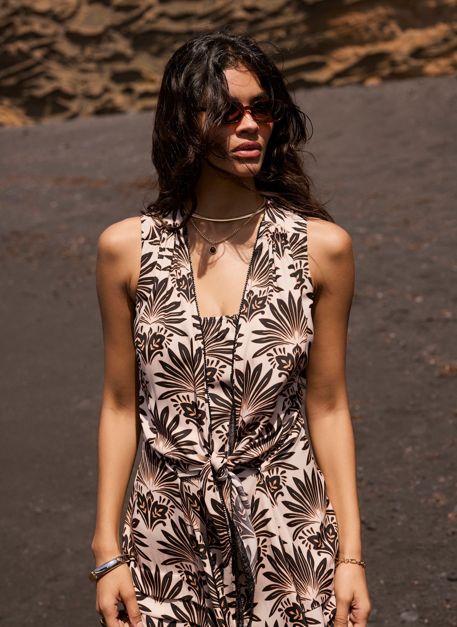 Neutral Geo Print Midi Dress – Mint Velvet