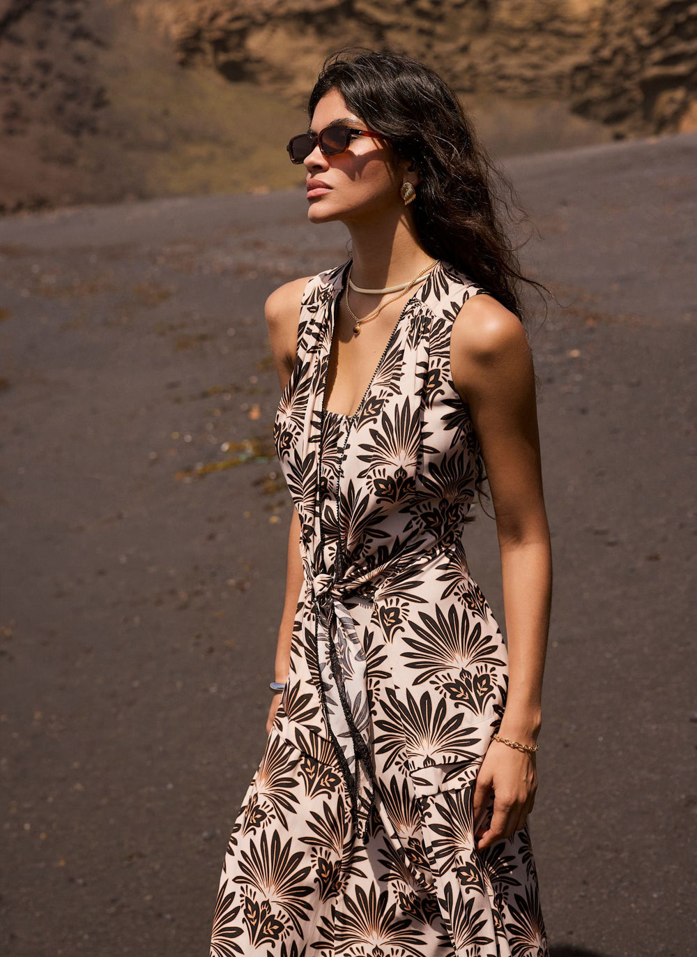 mint velvet green floral print midi dress Mint Velvet Women's Linen Blend Square Neck Midi Dress - Green