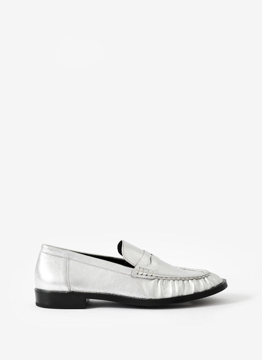 Gigi Silver Leather Loafers
