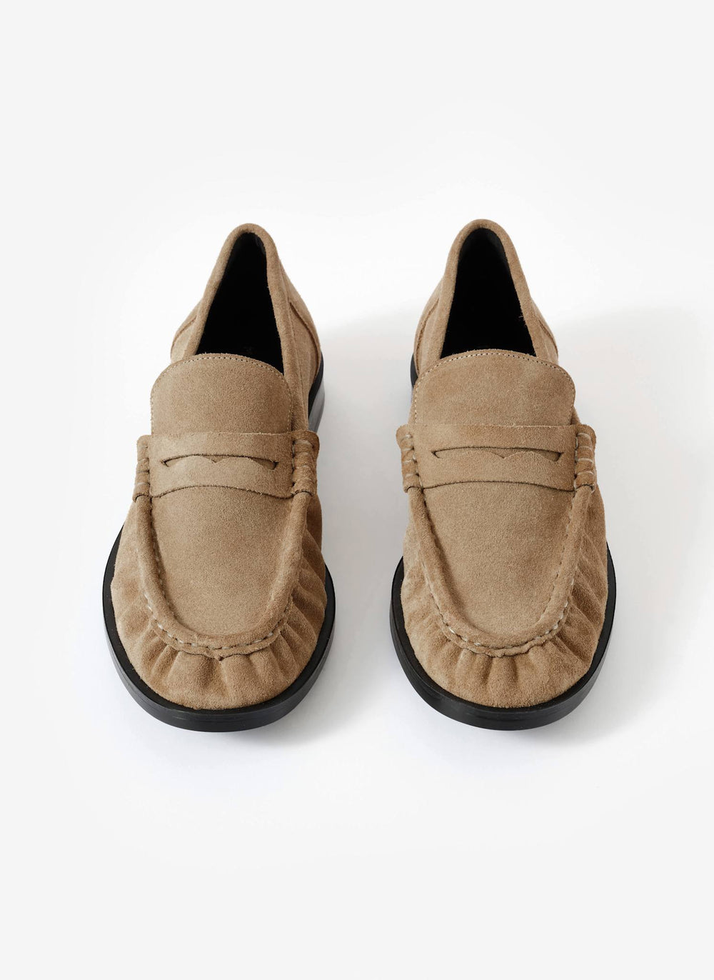 Gigi Neutral Suede Penny Loafers