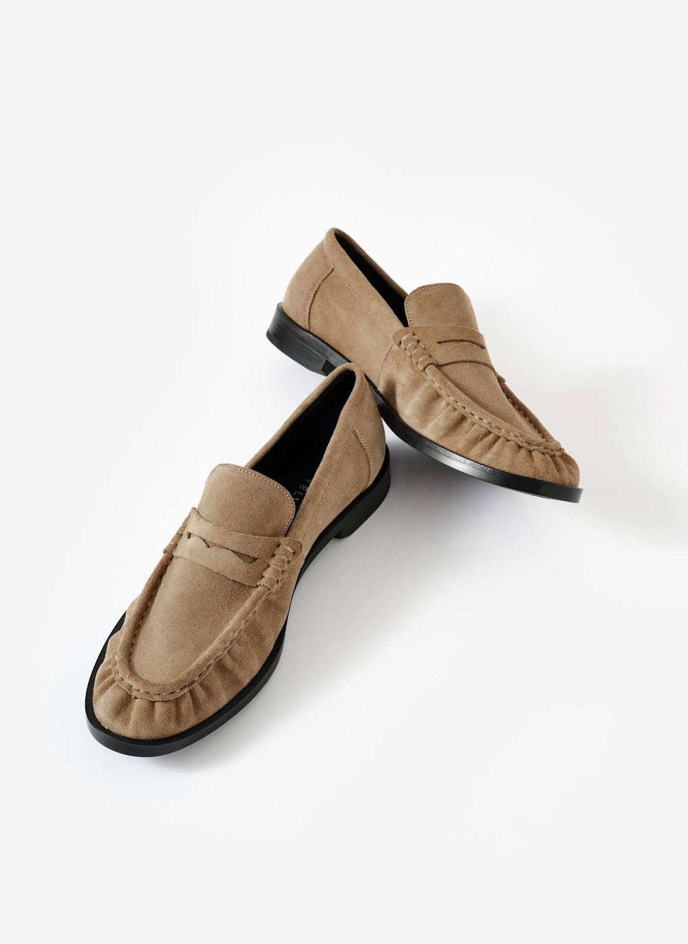Gigi Neutral Suede Penny Loafers – Mint Velvet display picture 1