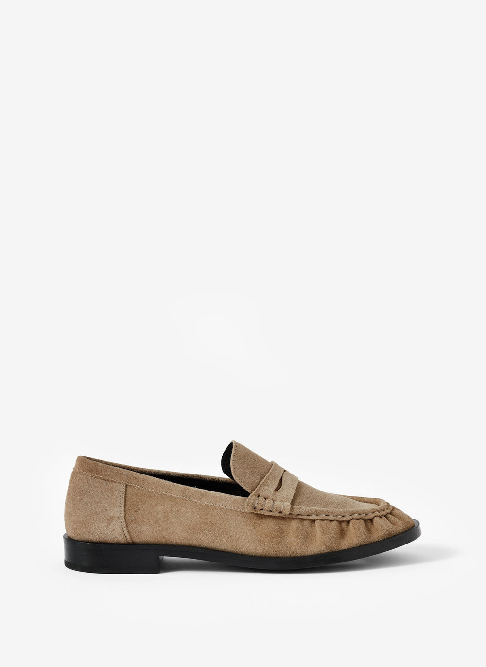 Gigi Neutral Suede Penny Loafers