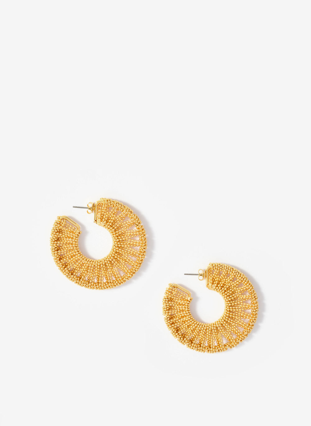 Gold Tone Beaded Hoop Earrings