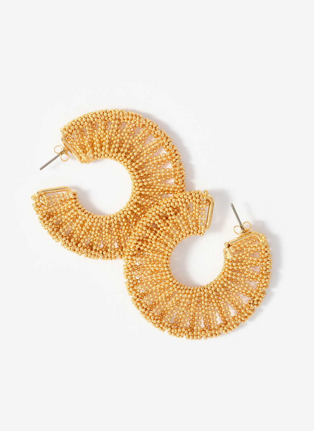Gold Tone Beaded Hoop Earrings