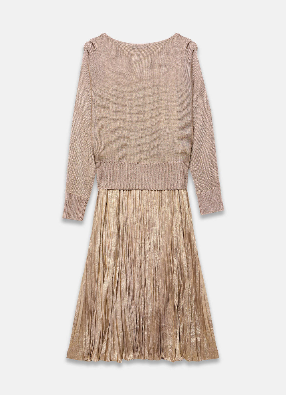 Gold 2-in-1 Metallic Knit Crinkle Midi Dress – Mint Velvet