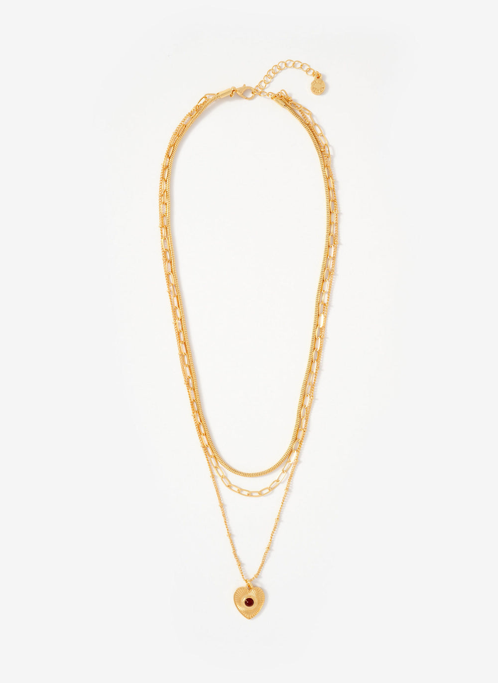 Gold Tone Layered Heart Necklace