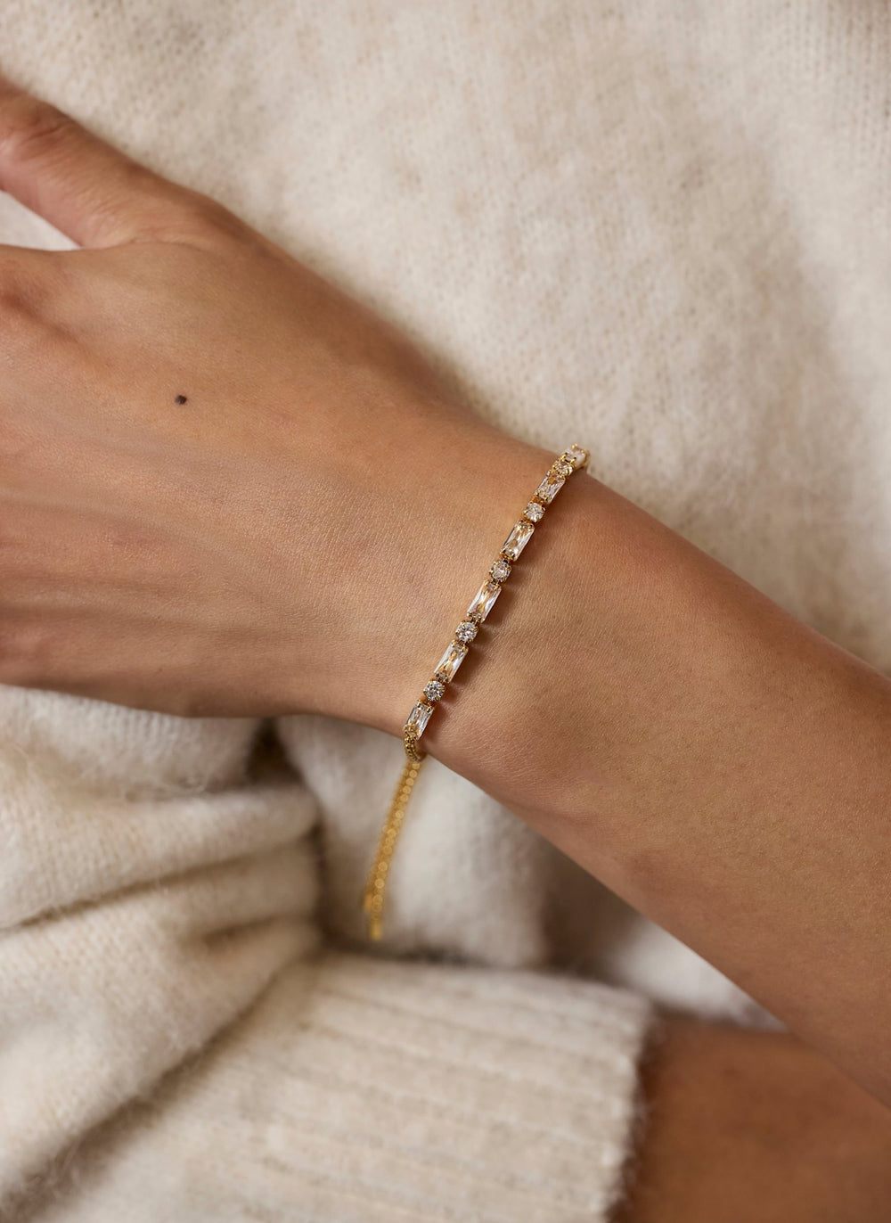 Gold Plated Pave Tennis Bracelet
