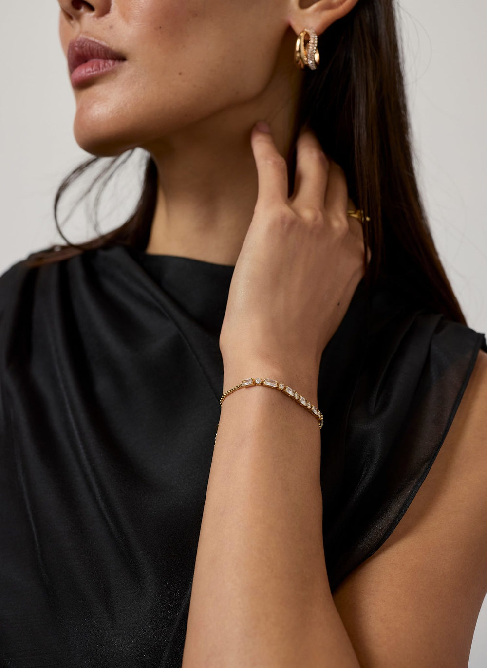 Gold Plated Pave Tennis Bracelet