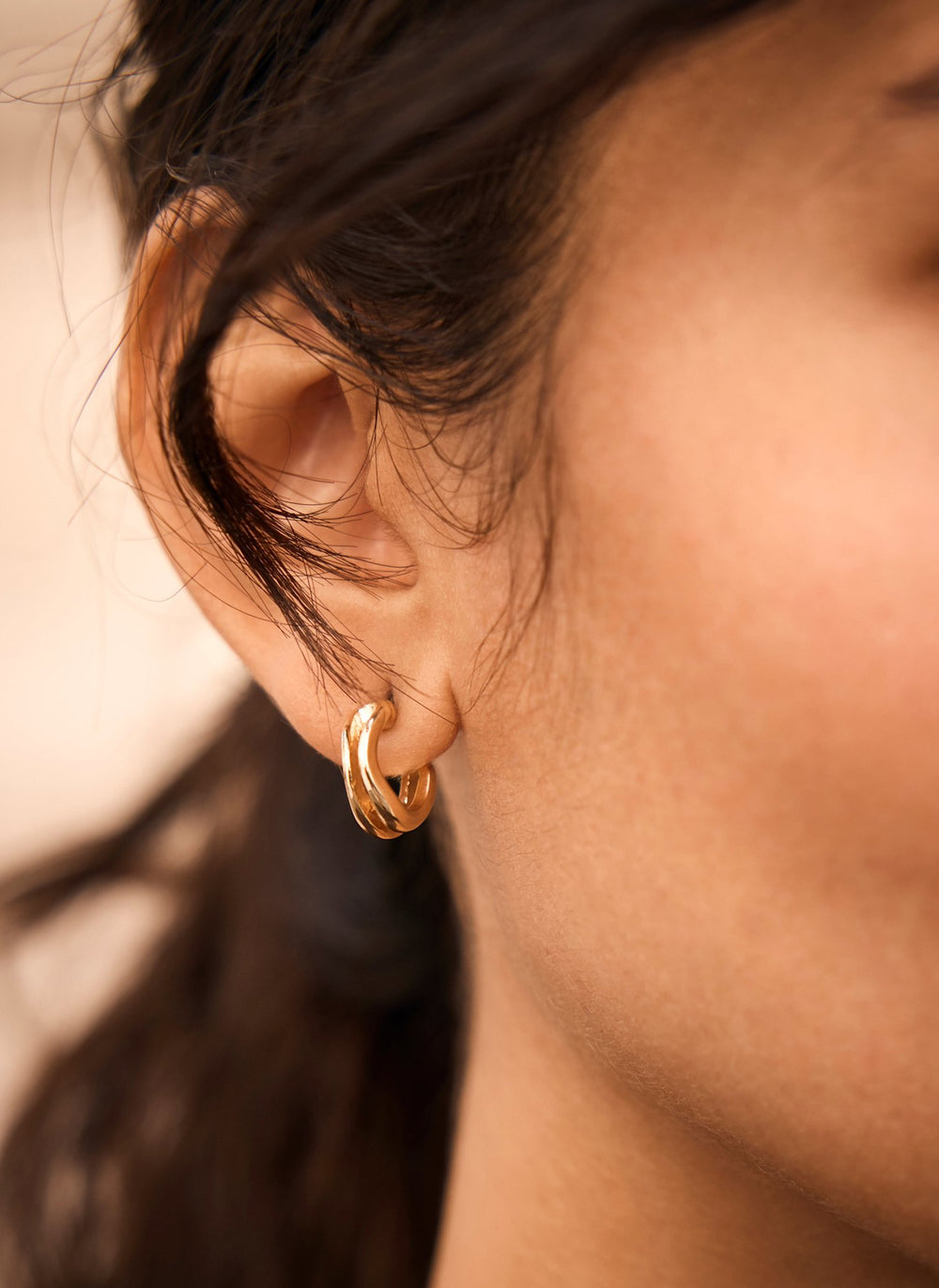 Gold Plated Double Wave Hoop Earrings