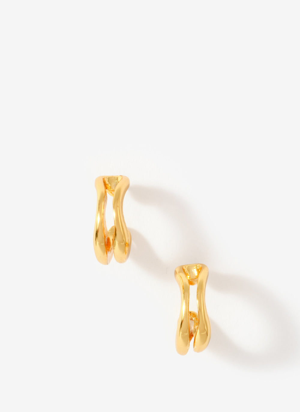 Gold Plated Double Wave Hoop Earrings