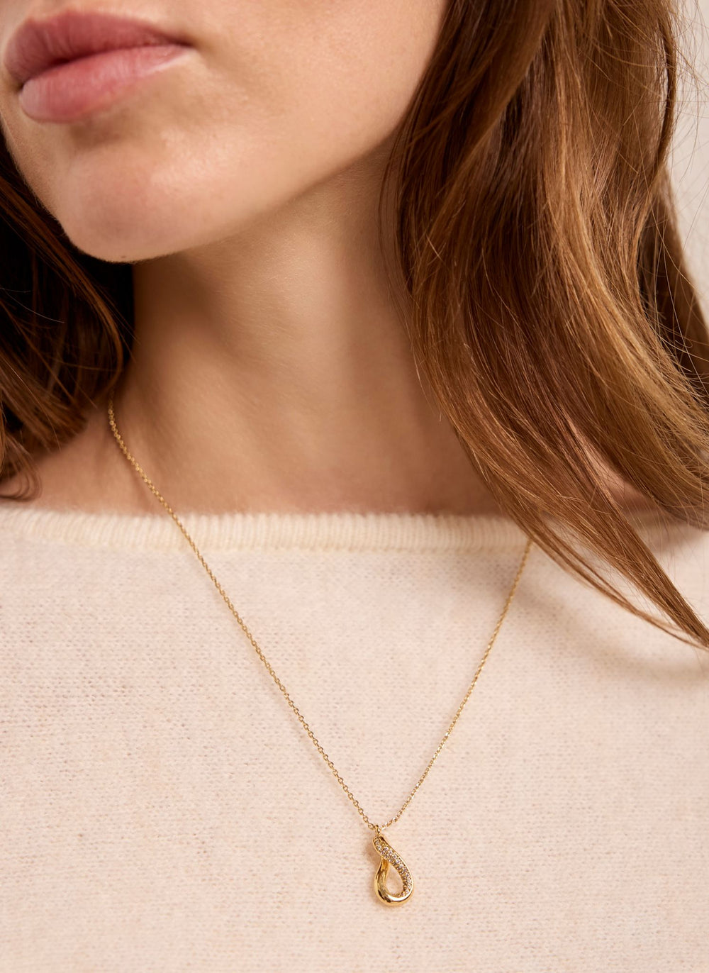Gold Plated Pave Wave Necklace