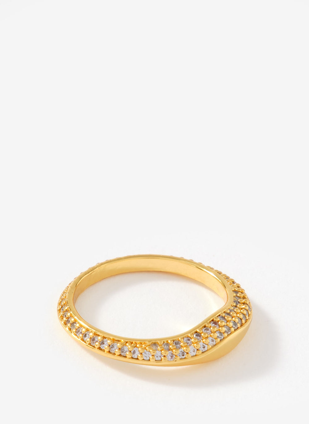 Gold Plated Pave Wave Ring