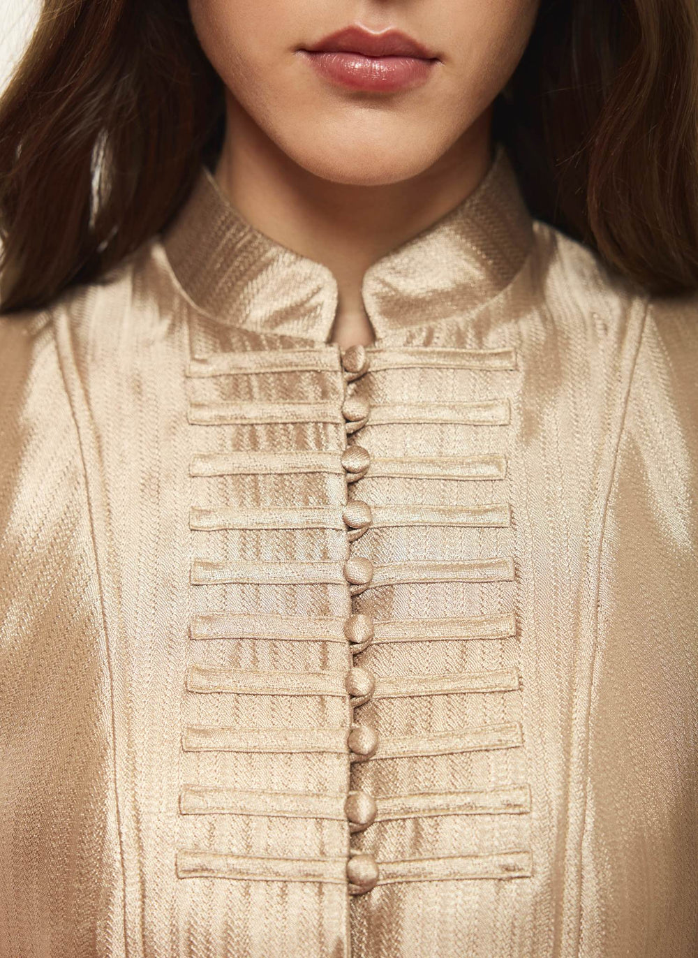 Gold Metallic Knot Button Short Jacket