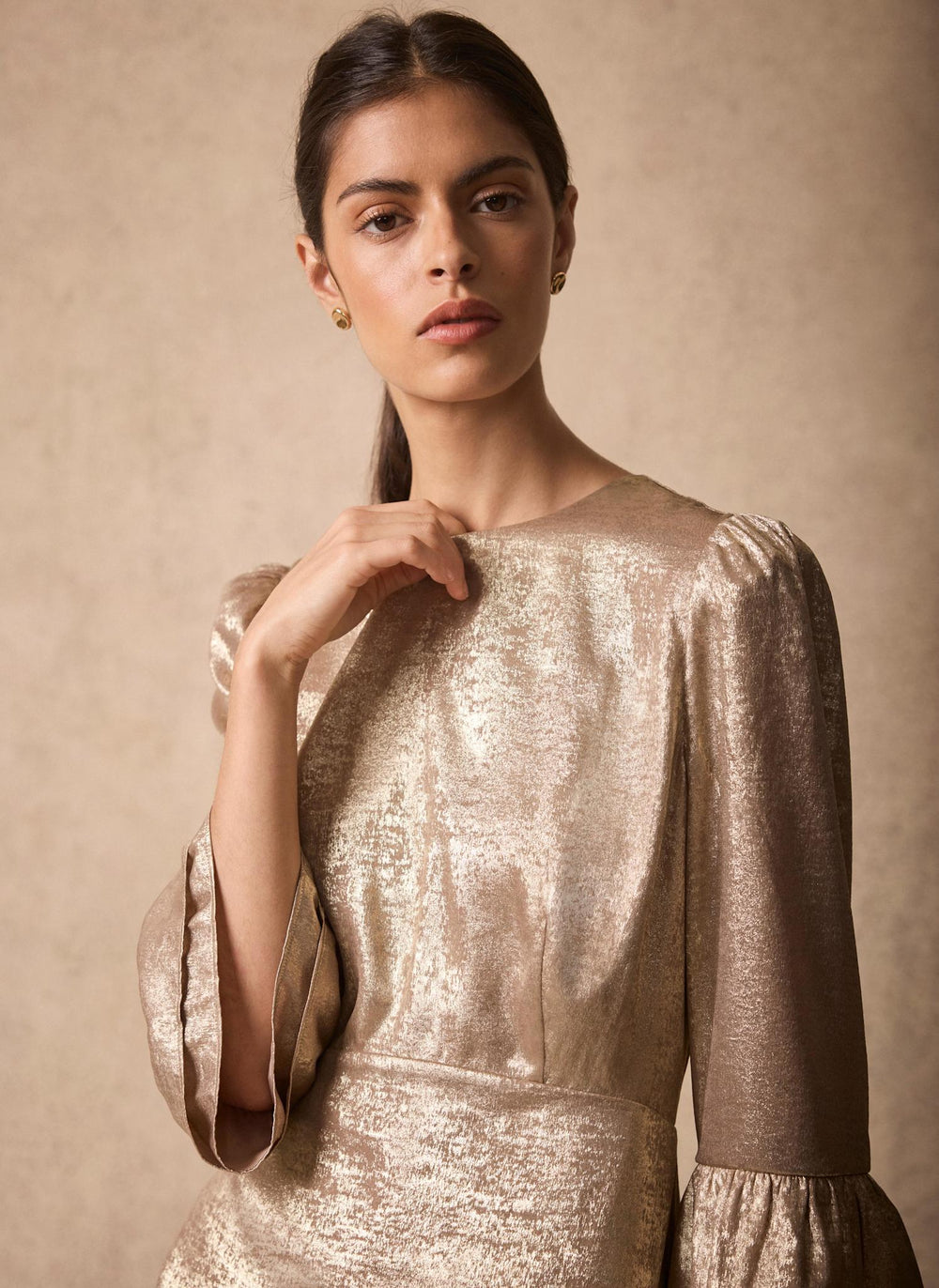 Gold Metallic Ruffle Mini Dress