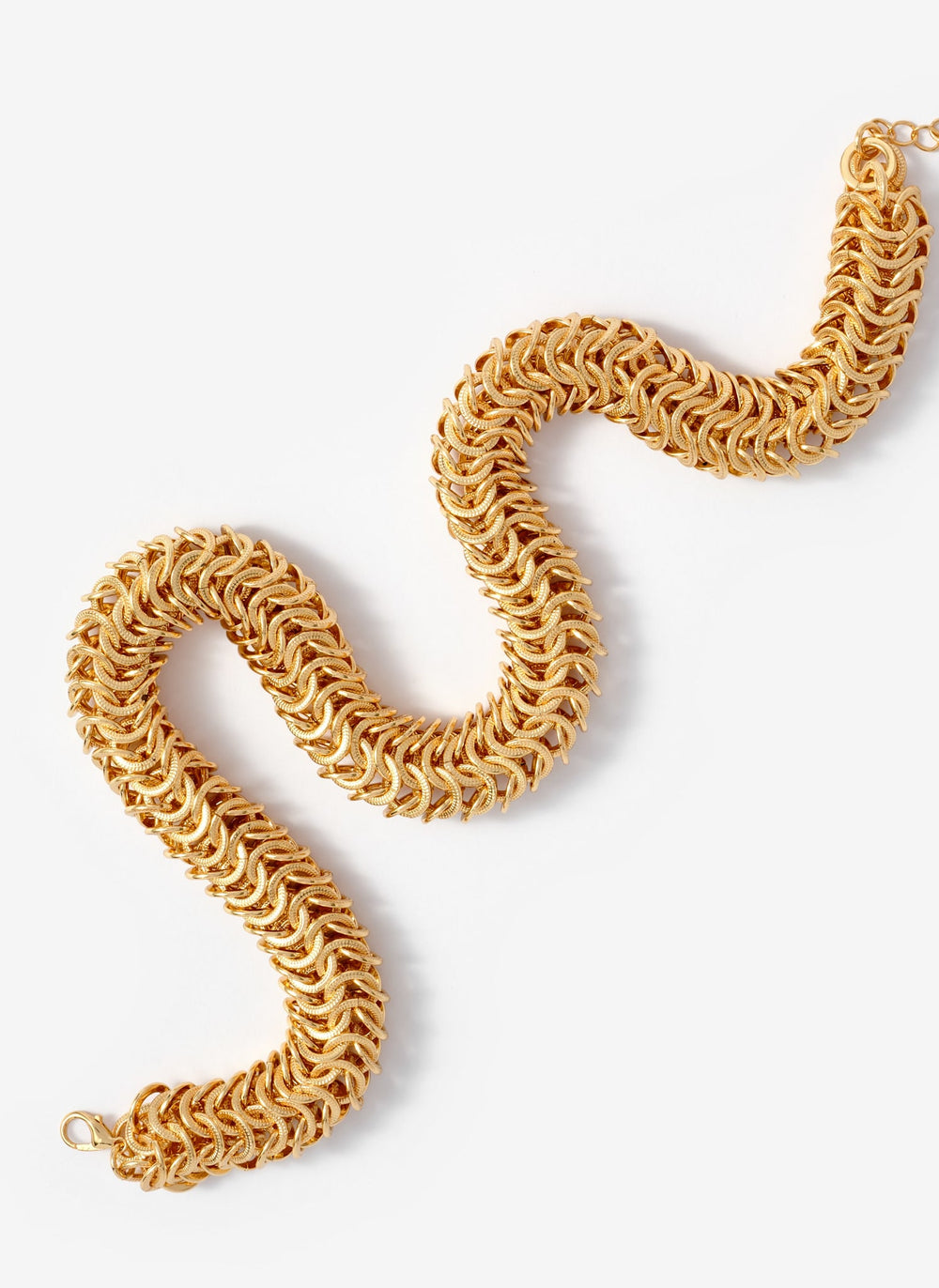 Gold Tone Textured Chain Necklace