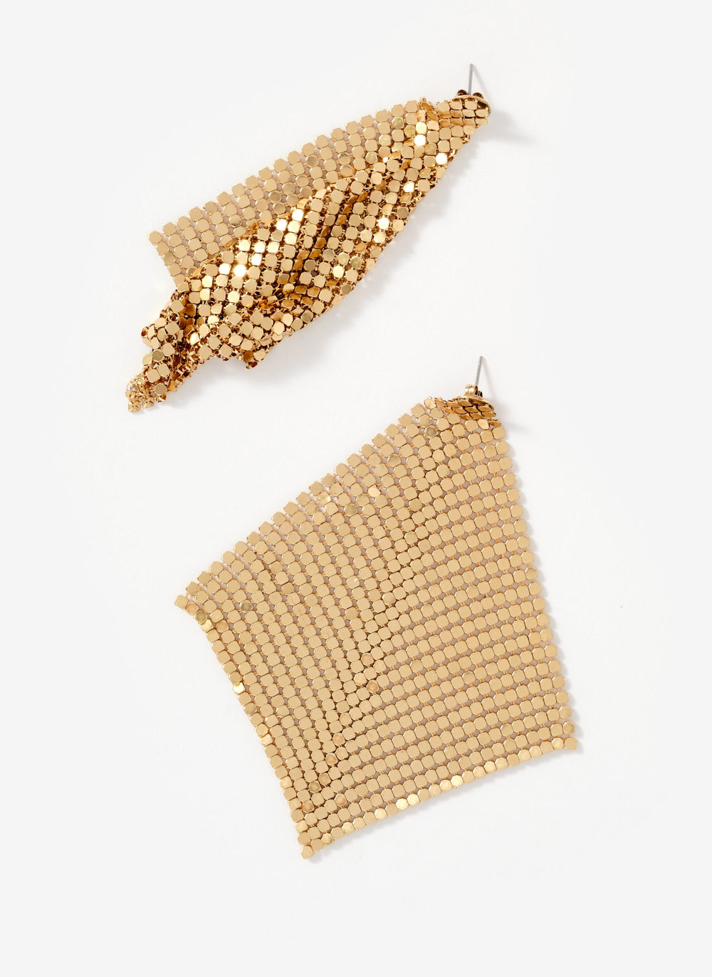 Gold Tone Chainmail Drop Earrings