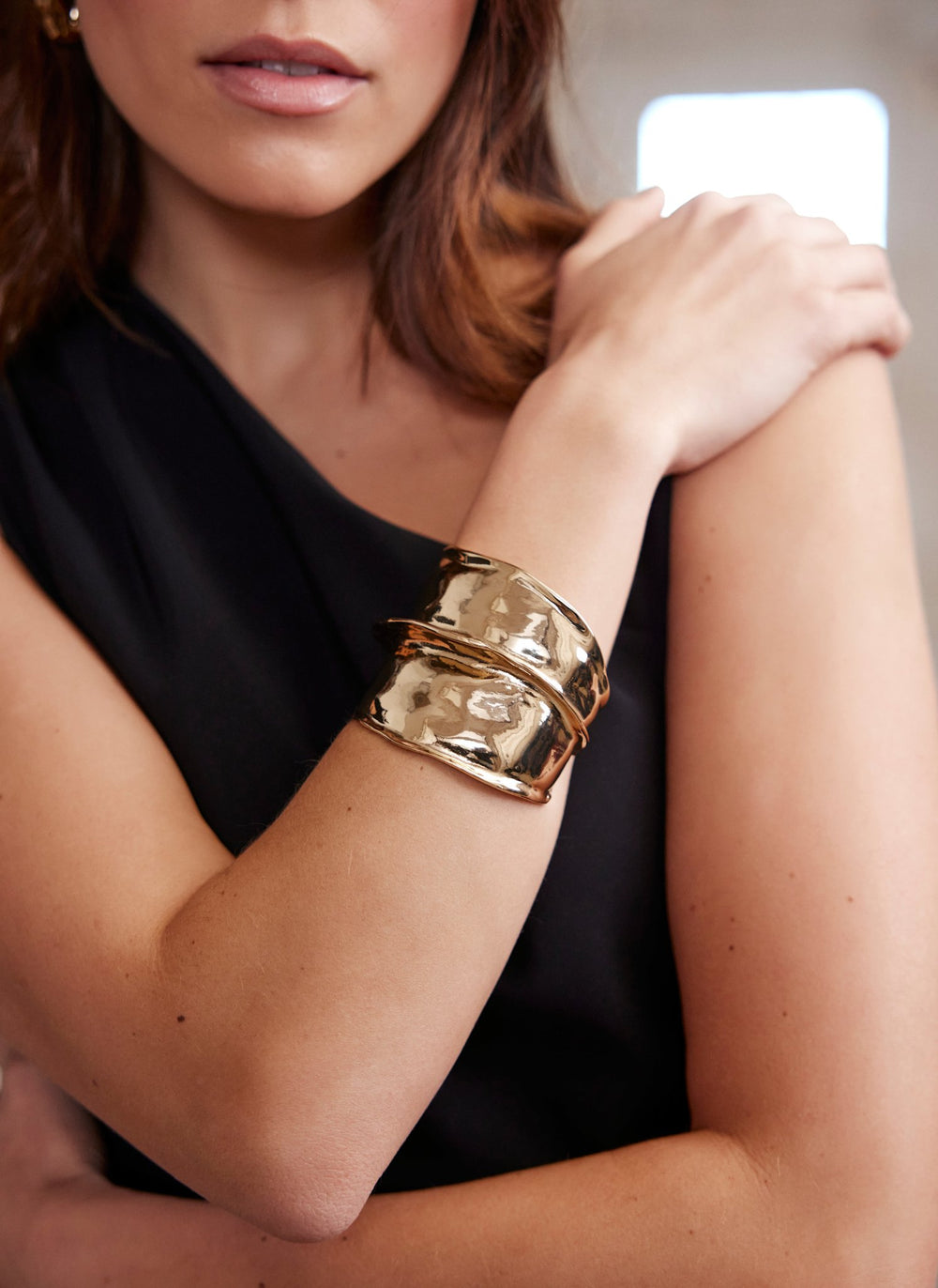 Gold Tone Chunky Cuff Bracelet