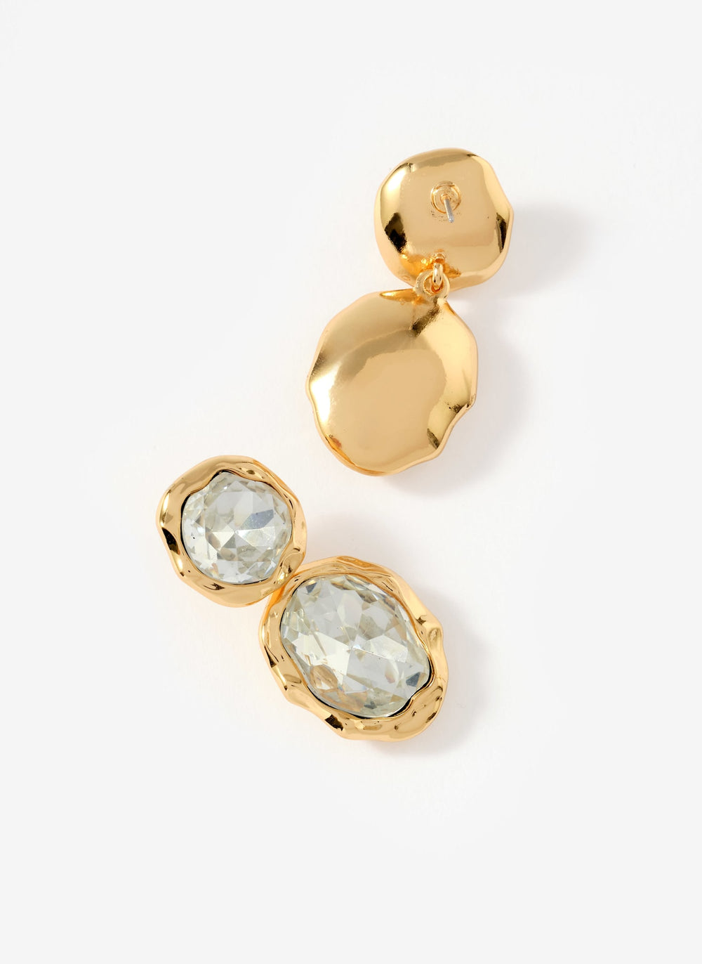 Gold Tone Crystal Drop Stud Earrings