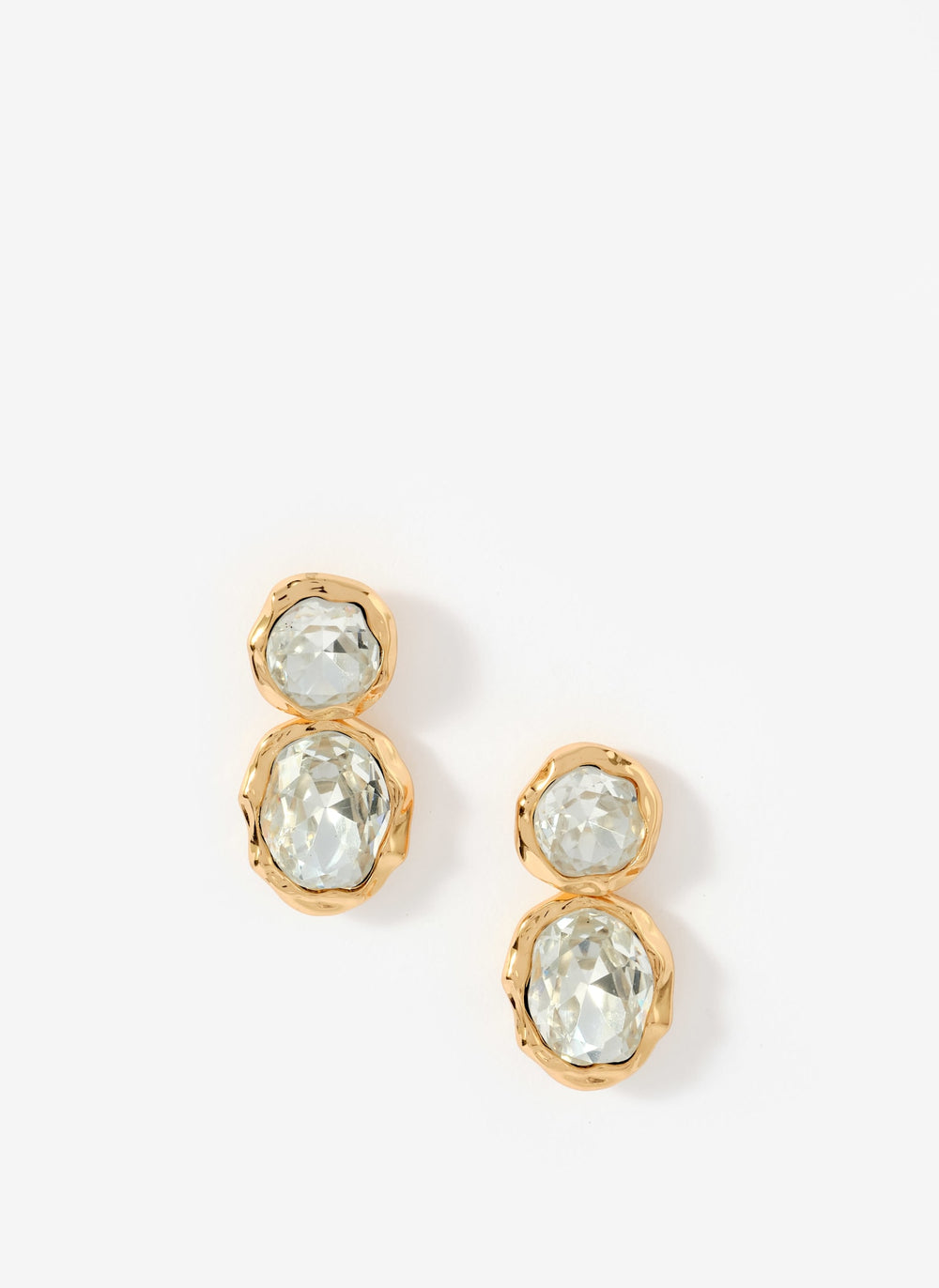 Gold Tone Crystal Drop Stud Earrings