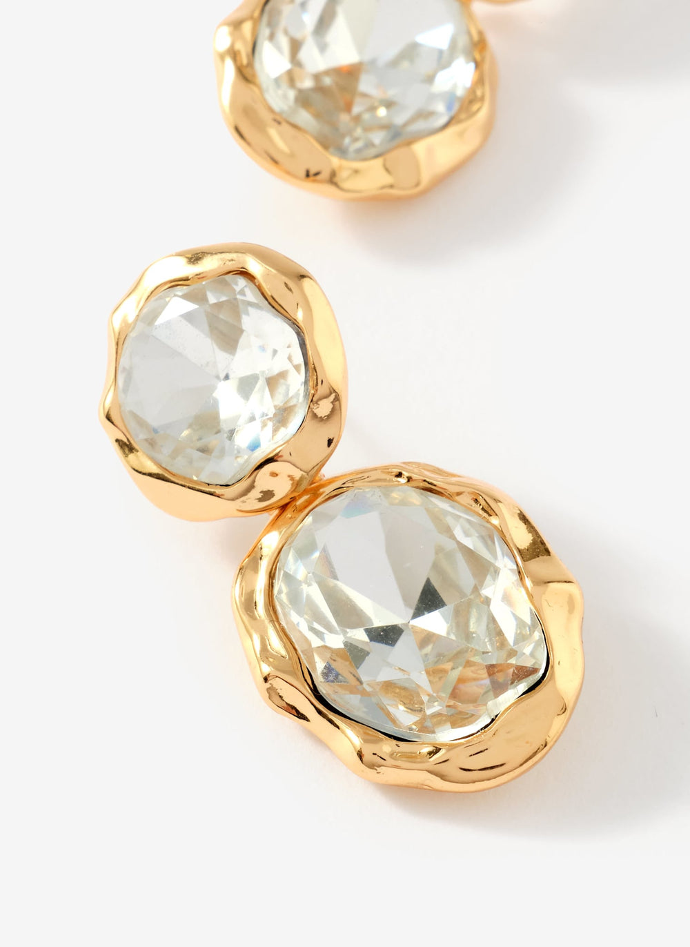 Gold Tone Crystal Drop Stud Earrings