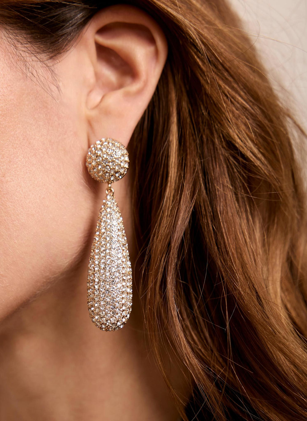 Gold Tone Crystal Drop Earrings