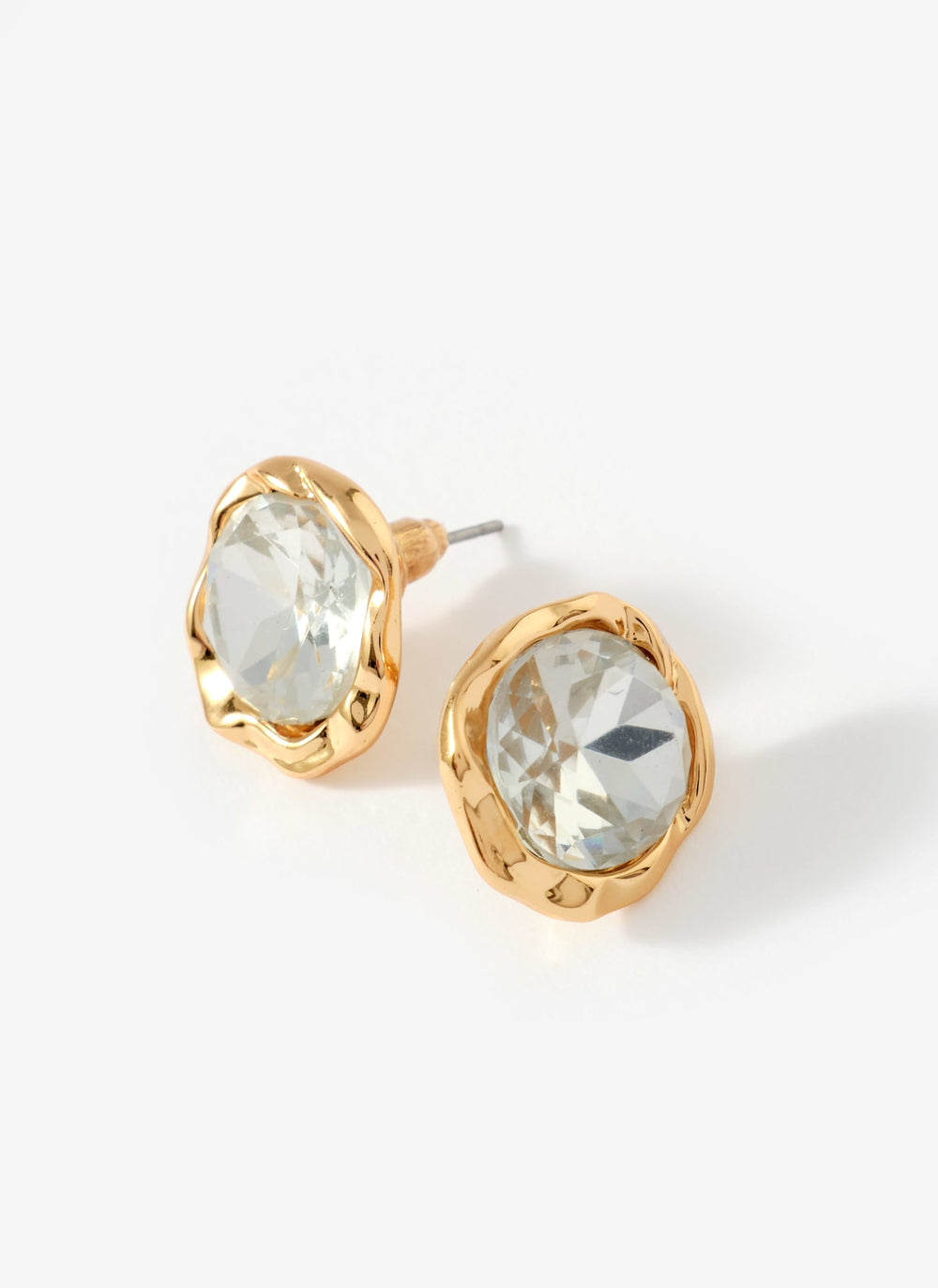 Gold Tone Statement Crystal Stud Earrings