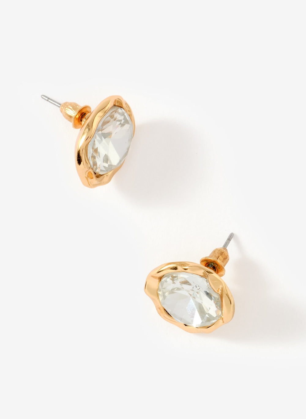 Gold Tone Statement Crystal Stud Earrings