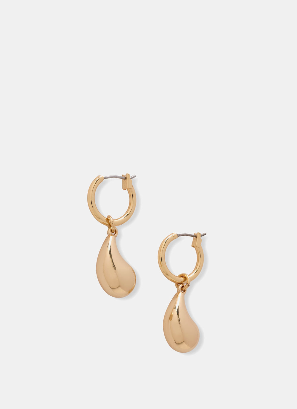 Gold Tone Drop Hoop Earrings