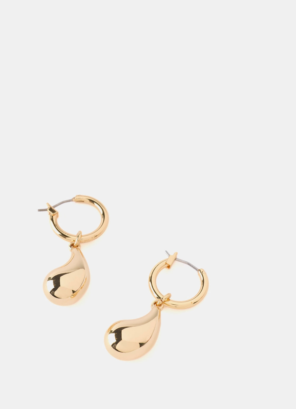 Gold Tone Drop Hoop Earrings