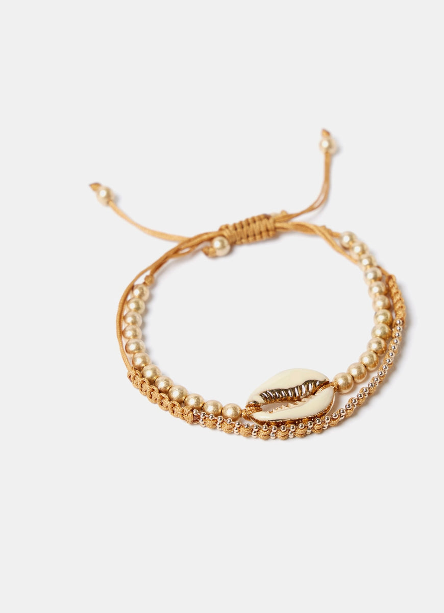 Gold Tone Friendship Bracelet Mint Velvet