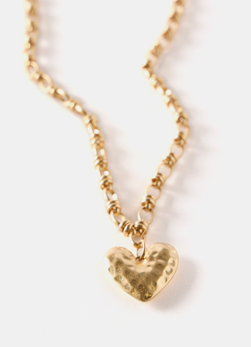 Gold Tone Heart Chain Necklace