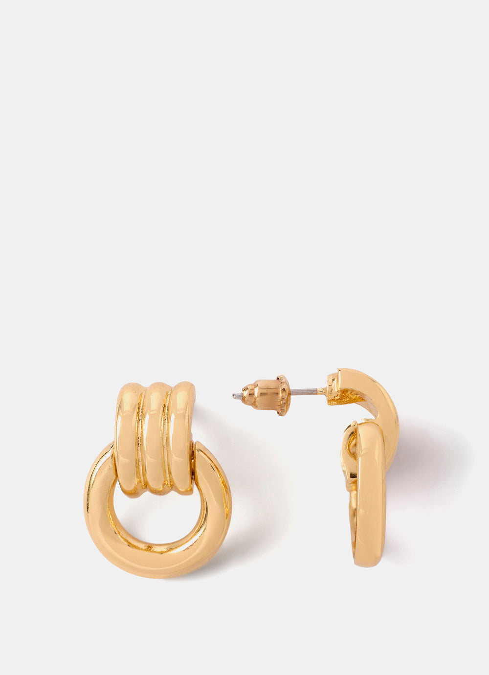 Gold Tone Link Hoop Earrings