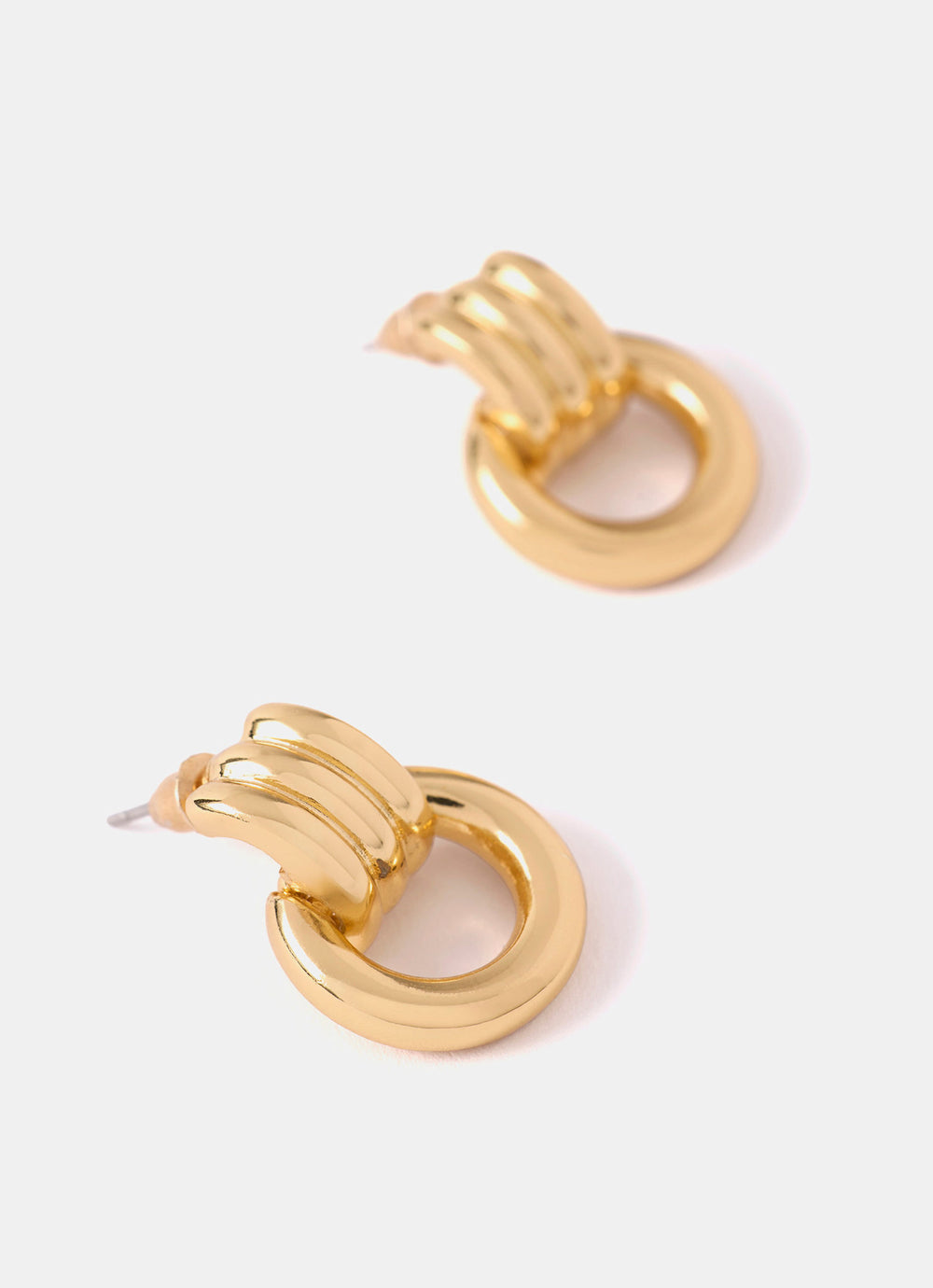 Gold Tone Link Hoop Earrings