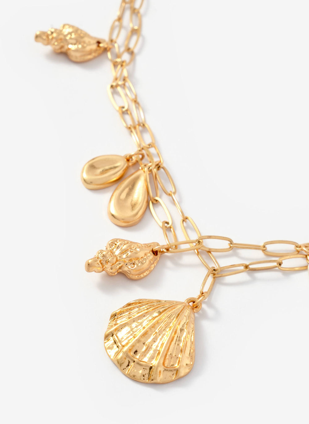 Gold Tone Double Layered Charm Necklace