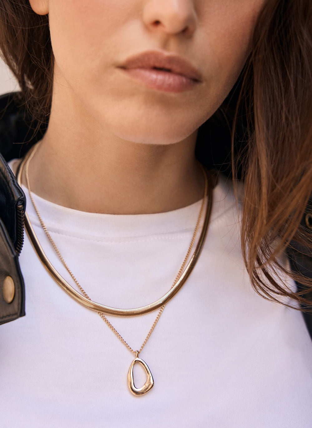 Gold Tone Sculpted Layer Necklace