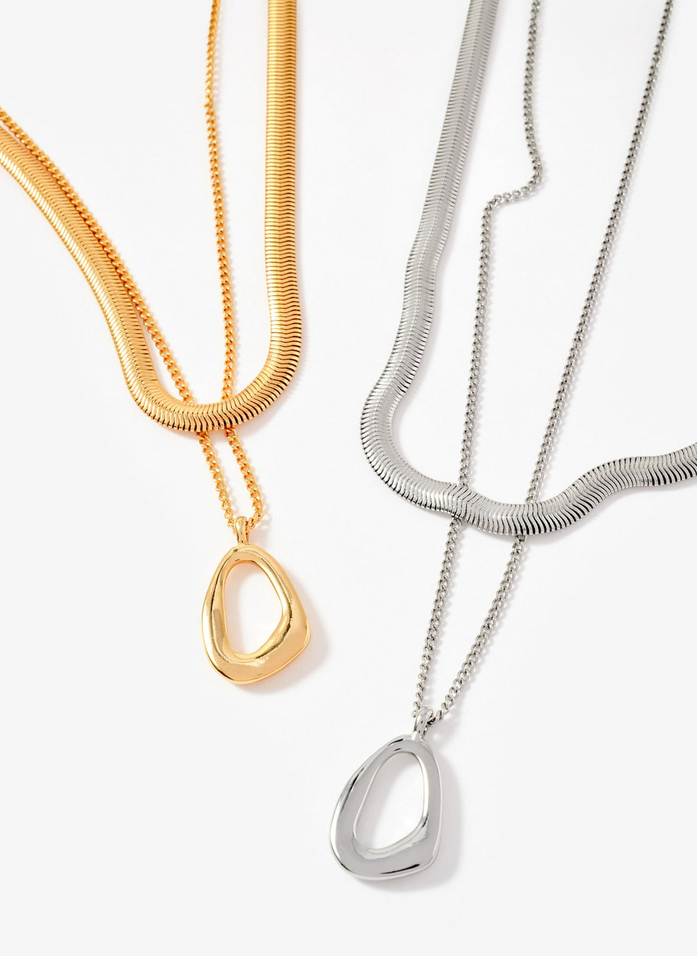 Gold Tone Sculpted Layer Necklace