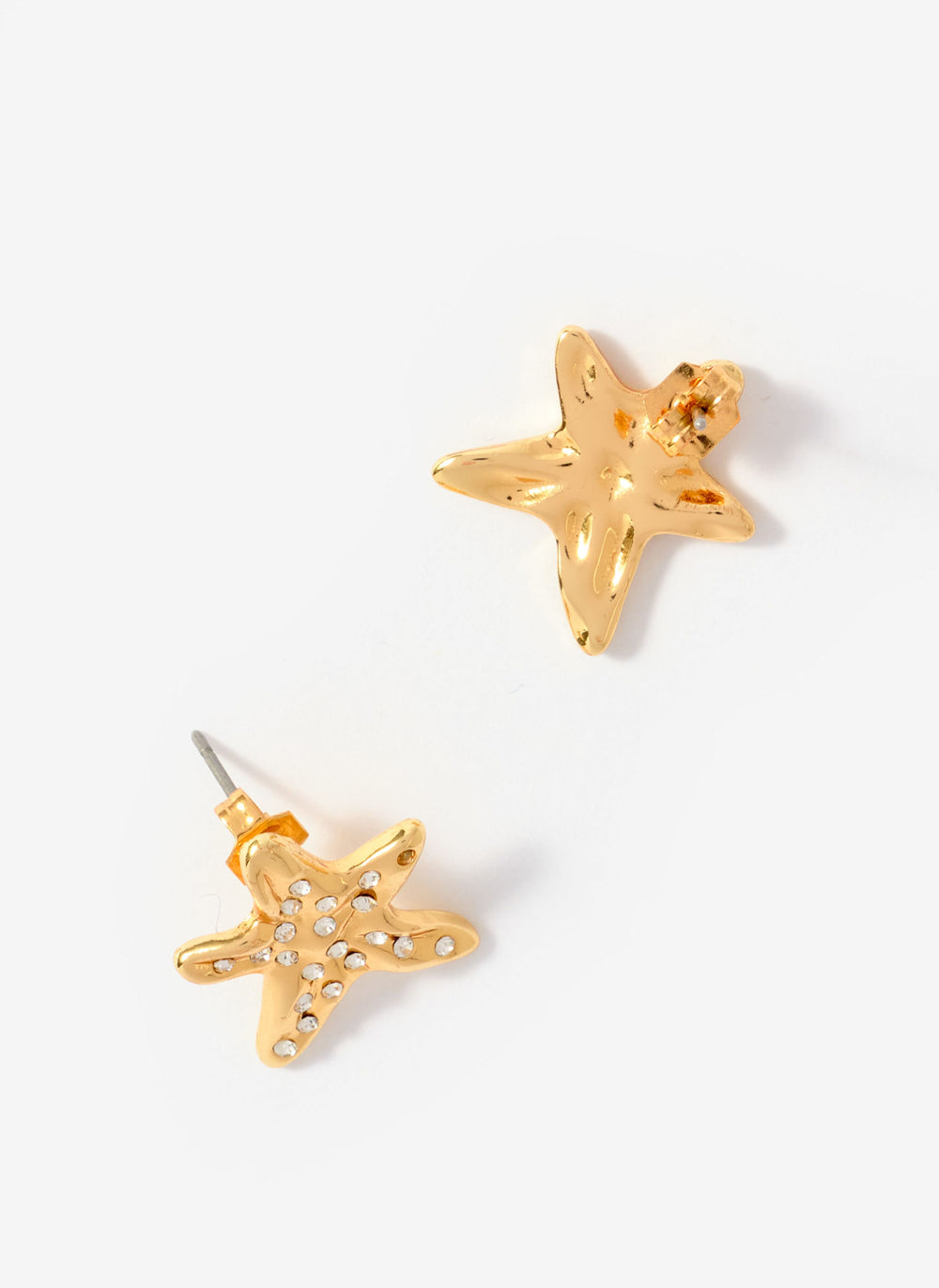 Gold Tone Mini Starfish Stud Earrings