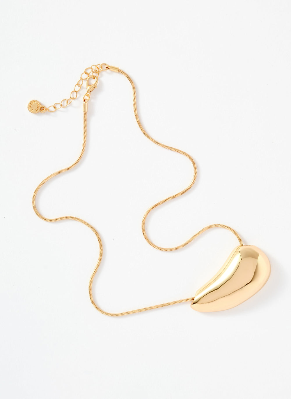 Gold Tone Pebble Pendant Necklace